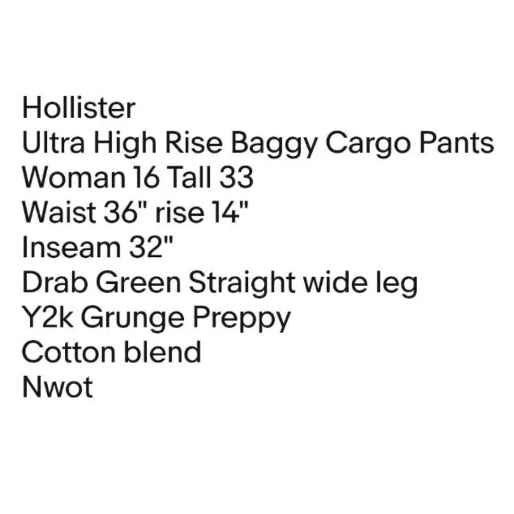 Hollister Ultra High Rise Baggy Dad Cargo Pants Woman 16 Long Drab Green Grunge - Picture 7 of 8